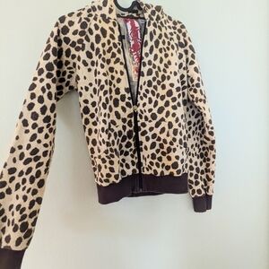 LAMB Gwen Stefani Hoodie Sweatshirt Zip up Animal Print Cheetah Medium l.a.m.b.